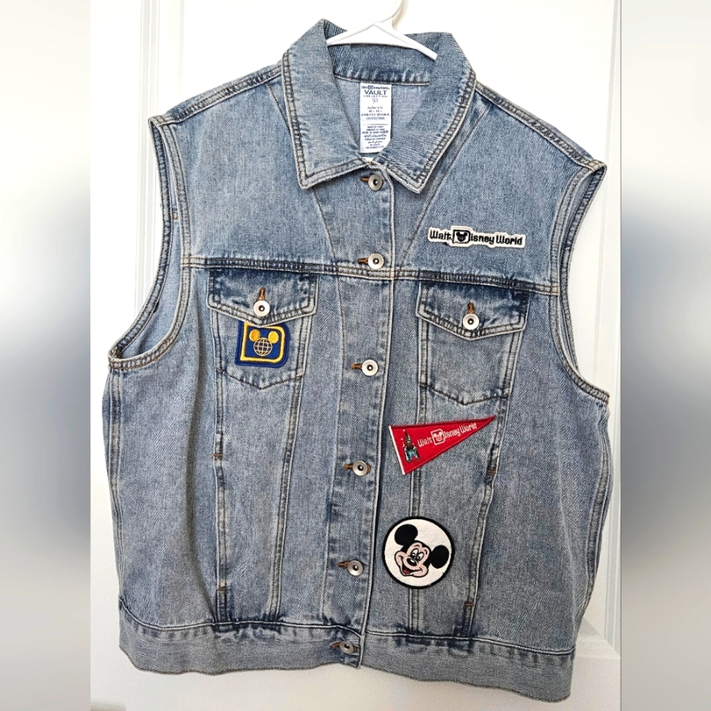 Disney Parks Vault Collection WDW 50th Anniversary Denim Vest, Size Large